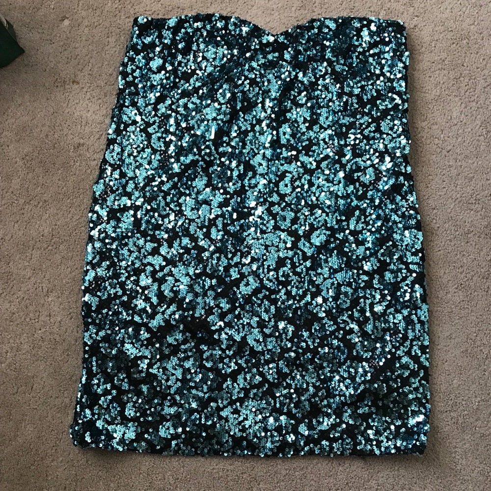 Sequin teal dress